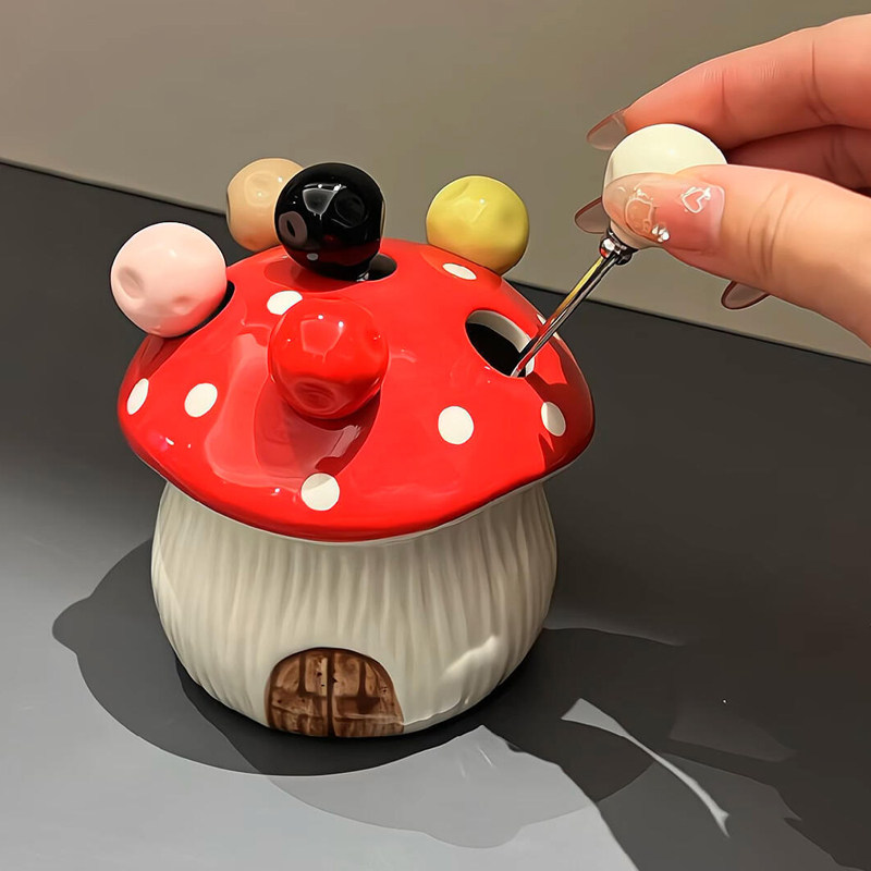 【新家的100个快递】蘑菇造型水果叉套装轻奢高级感食品级水果签