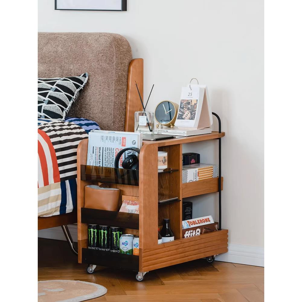 哦哦零食小车客厅移动收纳架沙发边桌床头柜收纳小车家