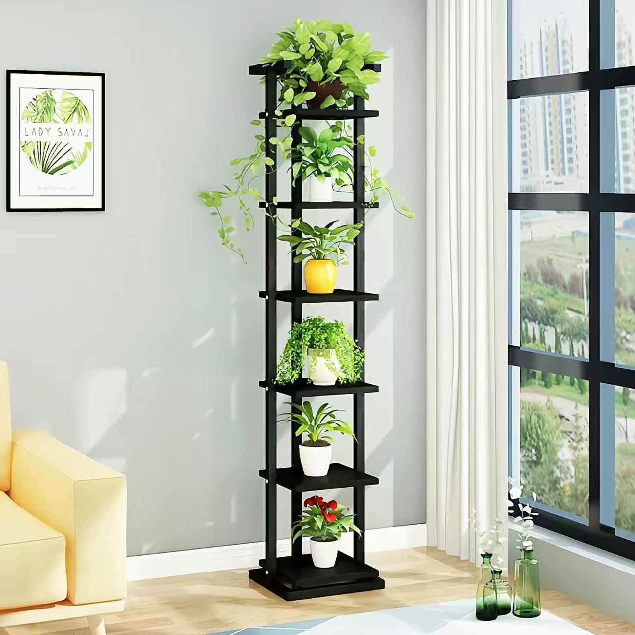 铁艺花架落地多层花盆架客厅阳台轮式移动储物架室内花盆展示架