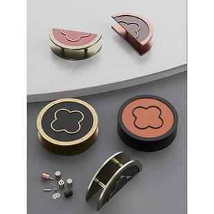 新中式半圆玻璃门拉手单双开实木门把手高档包间会所推拉门扶手黑