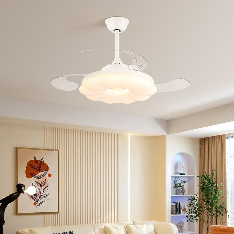 北欧餐厅电风扇灯家简约客厅卧室用一风扇吊灯隐体形吊扇灯扇灯