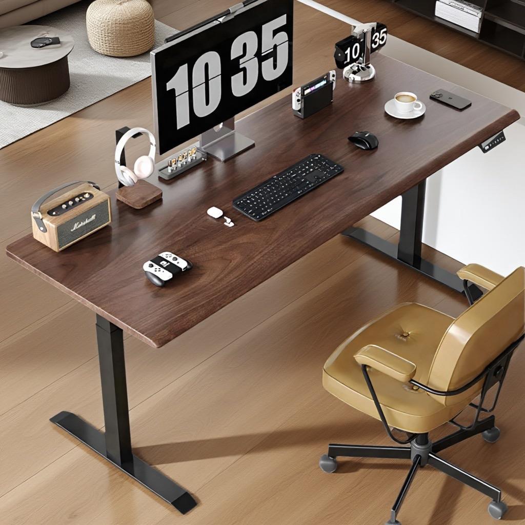 实木电动升降桌智能电脑桌学习桌办公卧室家用工作写字台带抽书桌