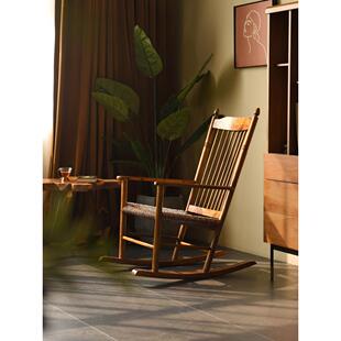 印尼进口摇椅实木休闲家用阳台马洛夫躺椅藤编懒人覆古沙发摇椅子