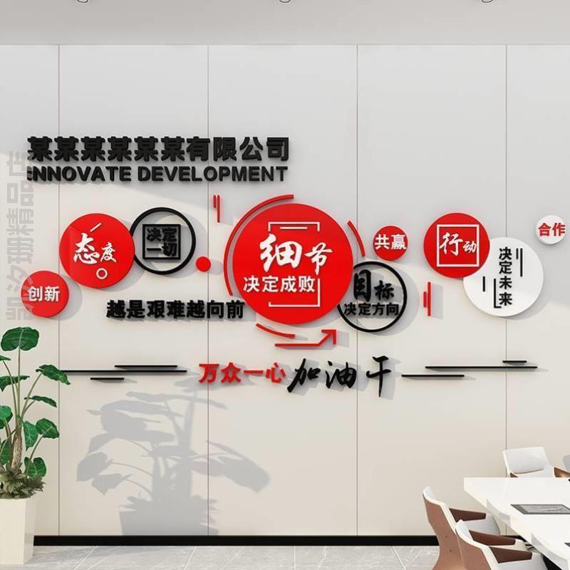 墙面背景墙企业标语励志贴布置会议公司团队文化装饰氛围&办公室