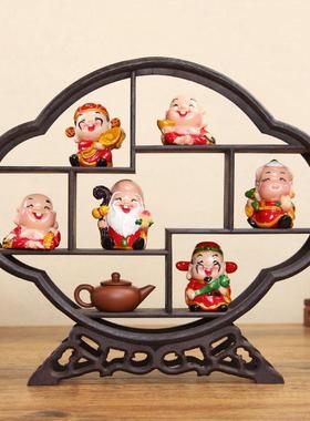 创意小摆件中式寿星财神客厅玄关电视柜酒柜装饰工艺品家居摆件