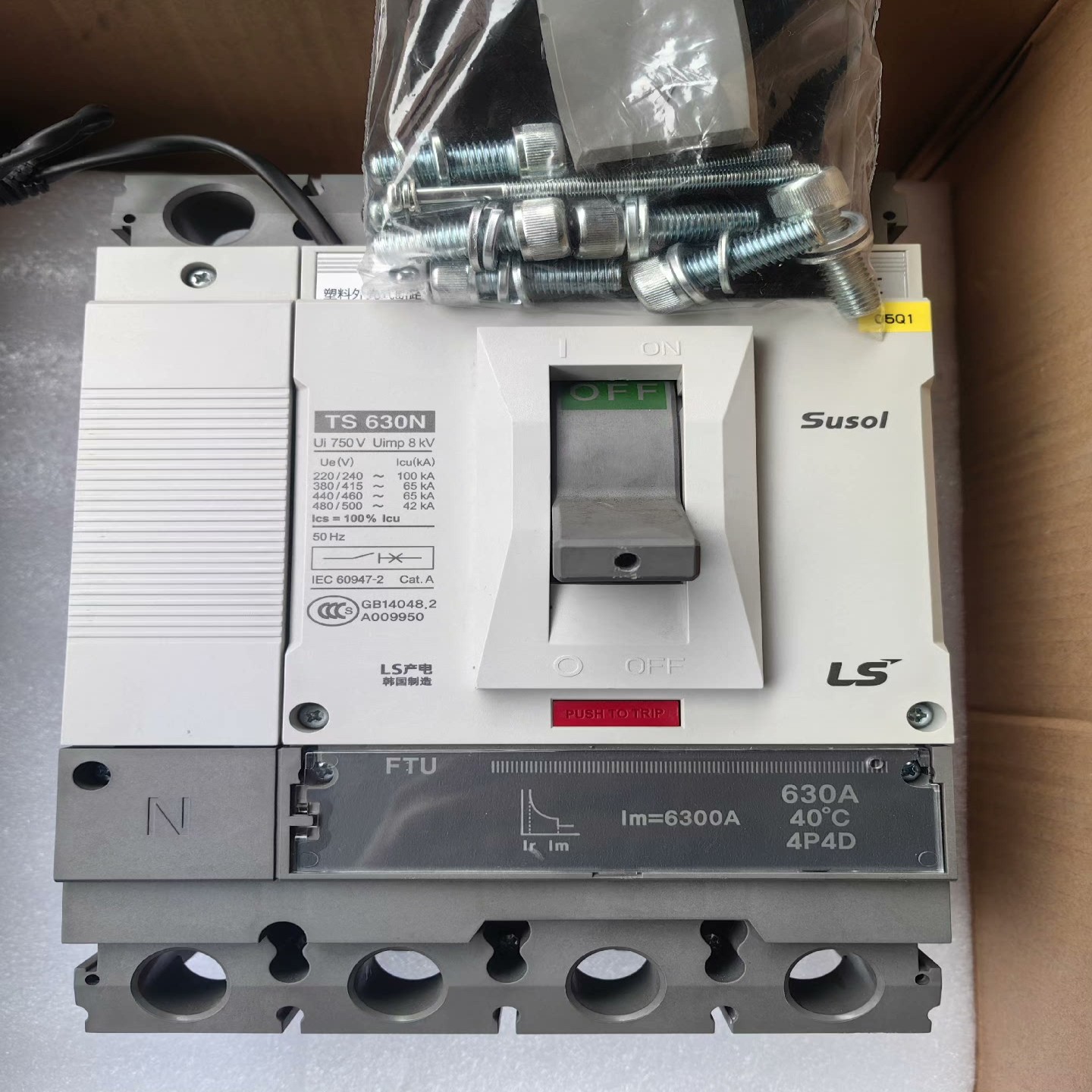 LS断路器 TS630N 4P4D新机拆下仅测试配件齐