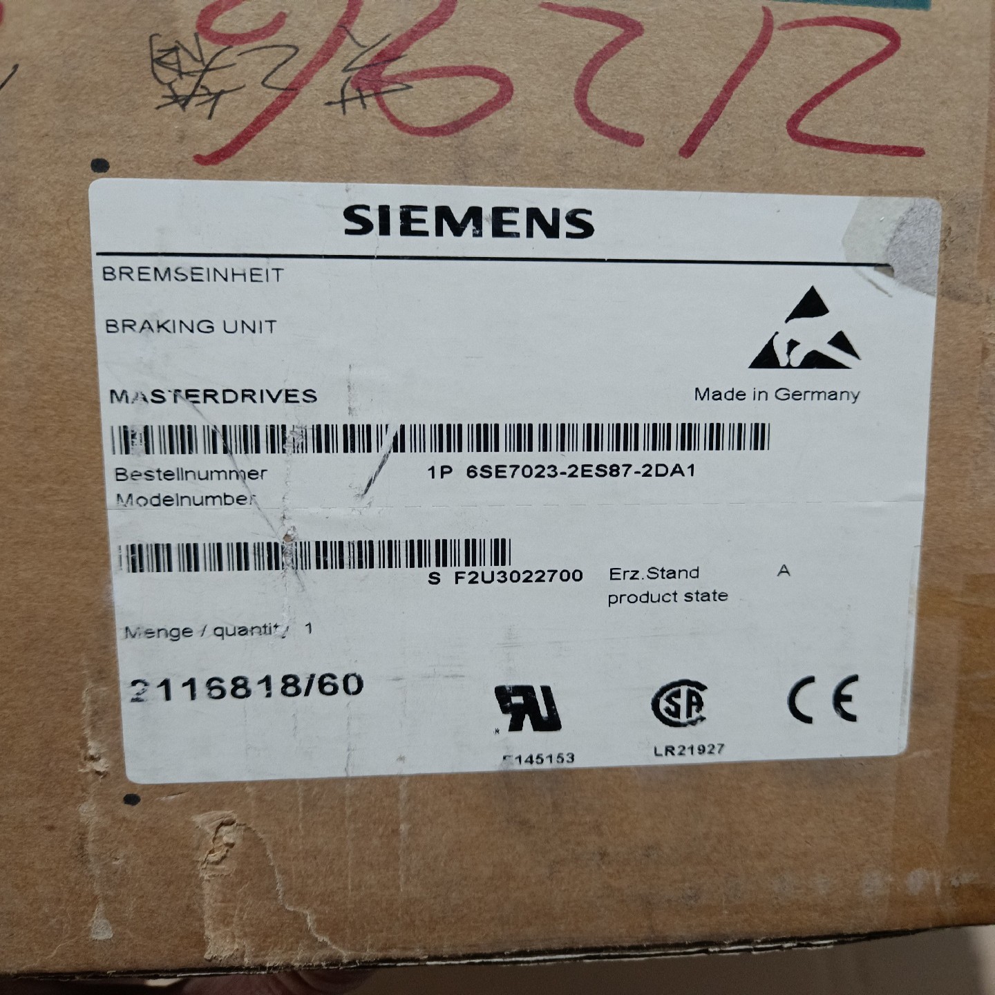 6SE7023-2ES87-2DA1工程余货实物拍摄需要的联