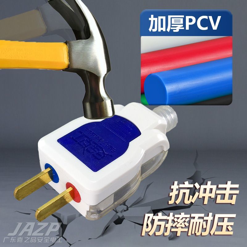 透明纯铜大功率可旋转二脚插头