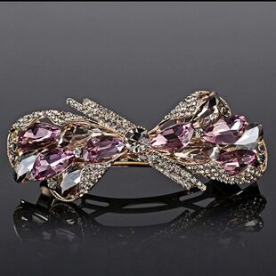 夹子头饰发夹女后脑勺高端奢华顶夹半扎发蝴蝶结水晶弹簧发卡妈妈