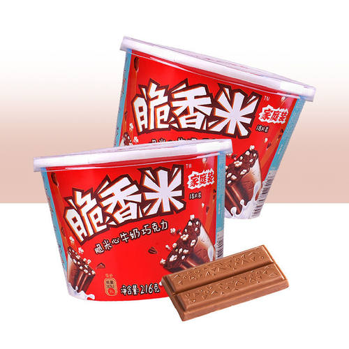 脆香米牛奶夹心巧克力216g*2桶独立包装儿童休闲零食解馋小吃
