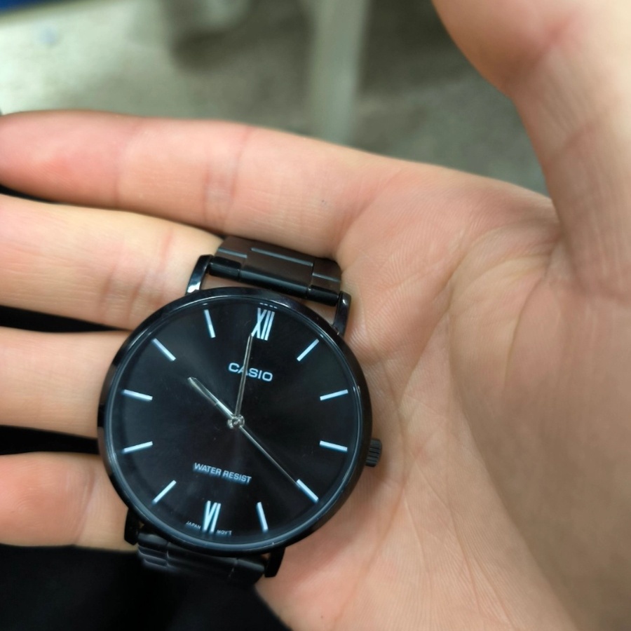 卡西欧手表CASIO MTP-VT01B-1B黑暗之心商务非机械简约黑色钢带表