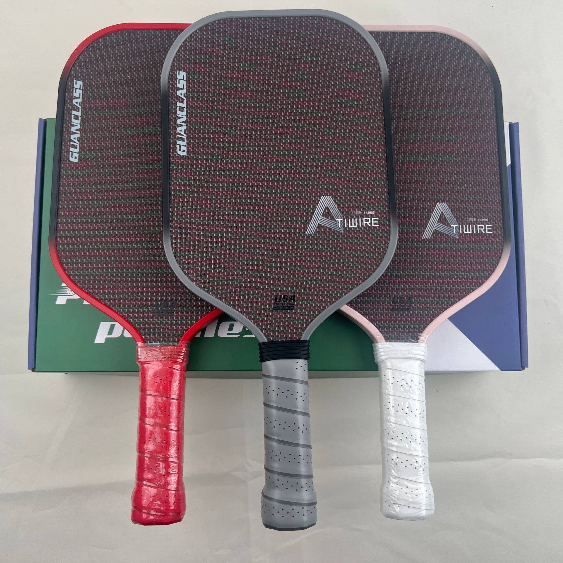 Agassi匹克球拍板14/16mm磨砂碳钎维热压拍四代内芯pickleball