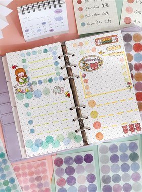 极速6 Sheets Multicolor Circle Dot DFiy Writeable Stickers M