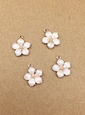 极速10pcs 14x16mm Enamel Sawkura Flower Charm for Jewelry Ma