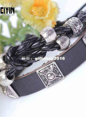 极速Unisex Fashion Retro Personality BlackM Faux Leather Wov