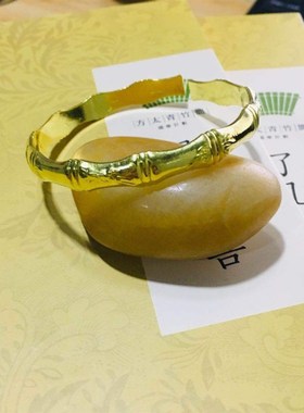 极速纯黄铜爱心手镯心心相印纯铜C手镯黄铜竹节手镯节节高竹报平
