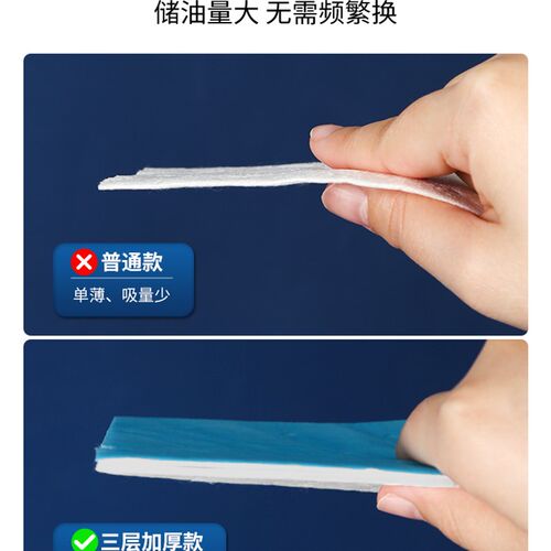 新品抽油烟机吸油棉通用加厚垫油槽盒棉条厨房专用过滤Y纸升级蓝
