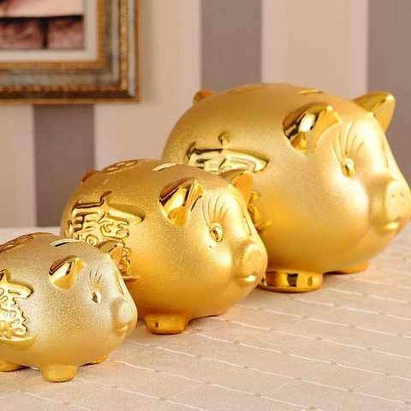 极速陶瓷金猪储蓄罐储钱罐创y意结婚礼物招财猪存钱罐婚庆礼品婚