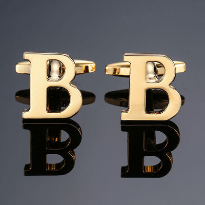 极速High quality electroplating a-z26 gold letter CuffZlinks