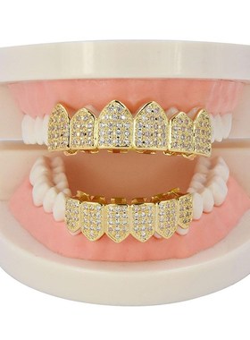极速嘻哈牙套hiphop说唱欧美grillz牙金满钻石牙齿teetZh锆石饰品