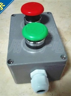 极速金属防水按钮开关盒二位控制y2孔铸铝带红色S急停+绿色点动复