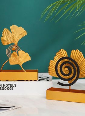 极速创意银杏叶铁艺挂式蚊香架家用卧室房间蚊香R托盘檀香接灰盘