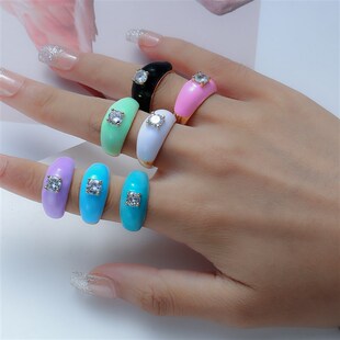 极速2022 INS Cjolor Rainbow Fashion Rings For Women Finger J