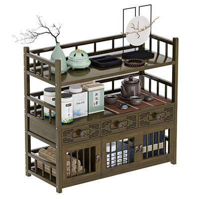 极速桌面书架子多功能防尘置物家用办公台面收纳创意W多层实木书