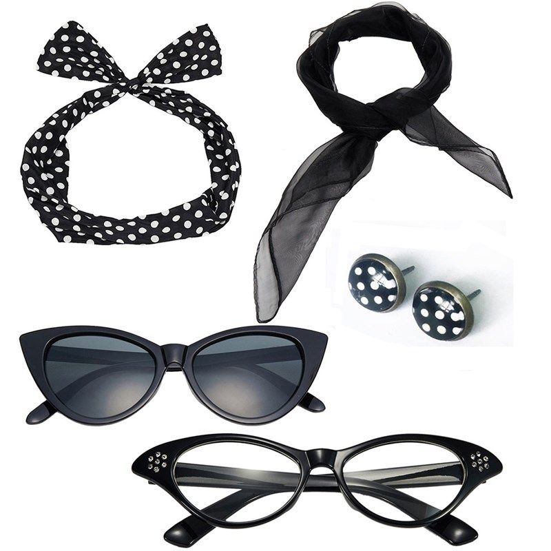 极速1950年代赫本p小众复古港风装扮波点发箍领巾尖角眼镜波点耳