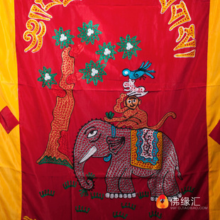 极速尼泊尔d棉手工刺绣 现代双层门帘挂饰挂帘 和气四瑞红色