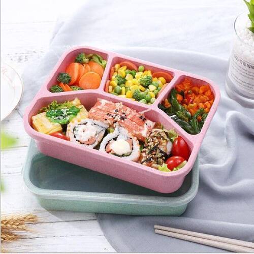 新品4pcs Lunch Boxs Leak-Proof 4 Grid With Lid CampinYg Picn