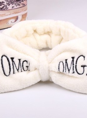 极速2021c New OMG Letter Coral Fleece Wash Face Bow Hairband