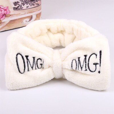 极速2021c New OMG Letter Coral Fleece Wash Face Bow Hairband