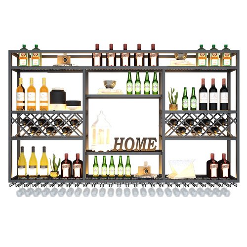 极速格子菱形壁i挂式酒架铁艺饭厅酒吧装饰挂墙酒柜创意墙上红酒