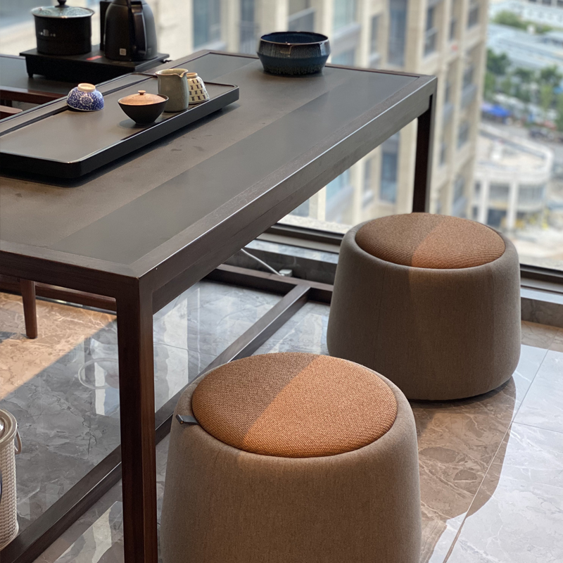 极速新中式阳台茶桌椅组合小型家用实木功夫泡茶S喝茶桌黑胡桃木