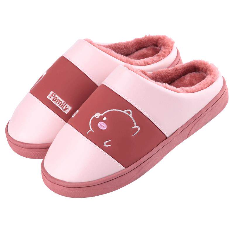 极速防水棉拖鞋女冬天室内居家用防滑冬季情侣家居PUW皮可爱保暖