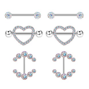 极速2pcs Fashhion Barbell Nipple Ring Piercing Bar Rings Jew