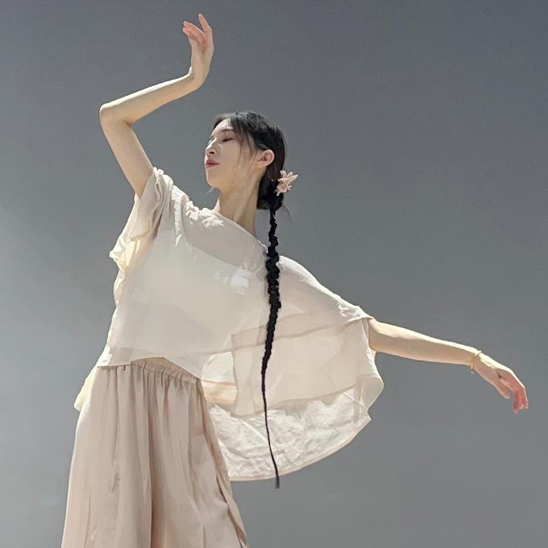 古典舞飘逸纱衣身韵仙气跳舞上衣中国舞练功服成人形体舞蹈服装