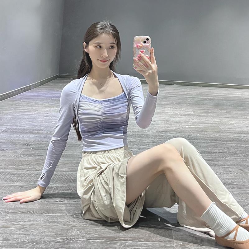 现代舞长袖上衣春夏舞蹈服修身显瘦古典舞练功服中国舞形体服装女