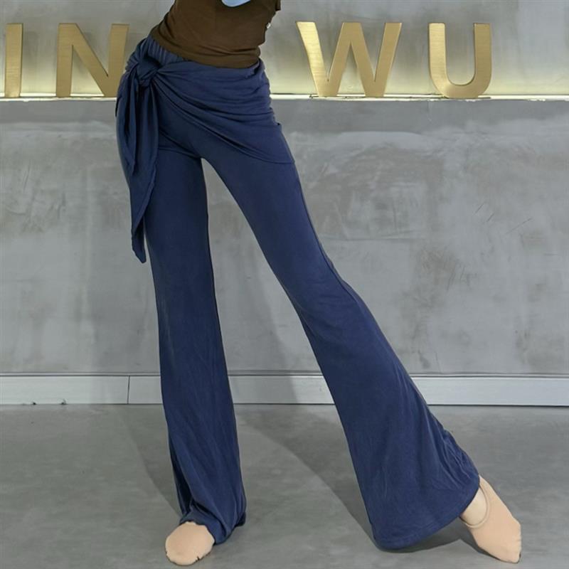 古典舞蹈裤女假两件屁帘绑带瑜伽现代舞喇叭裤子修身中国舞练功服