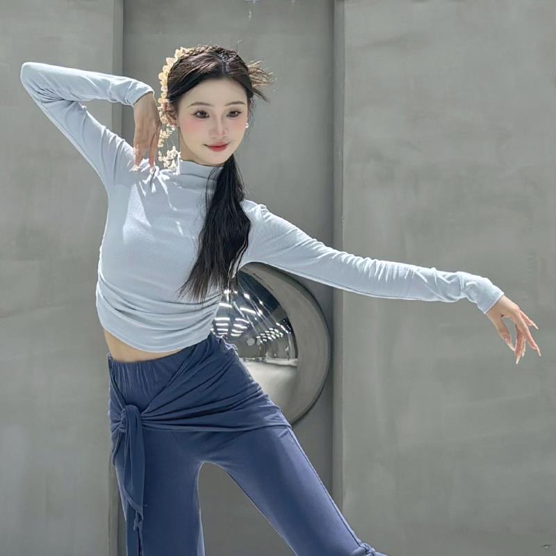 古典舞上衣女修身半高领长袖舞蹈练功服中国舞形体训练服现代舞服