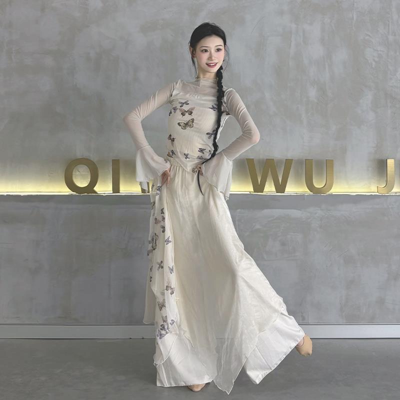 古典舞水墨蝴蝶身韵纱衣国风舞蹈阔腿裤中国舞练功服演出服套装