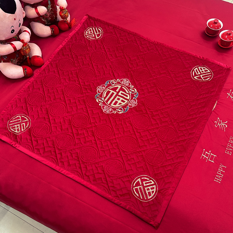 结婚坐福被珊瑚绒双面红