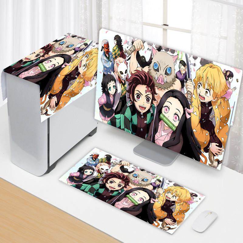 台式电脑防尘罩主机箱盖布显示器键盘防尘布套装屏幕布艺遮灰动漫