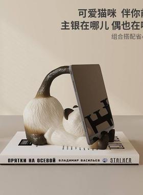 手机支架桌面暹罗猫平板支架创意装饰品办公室桌T面摆件送女生礼