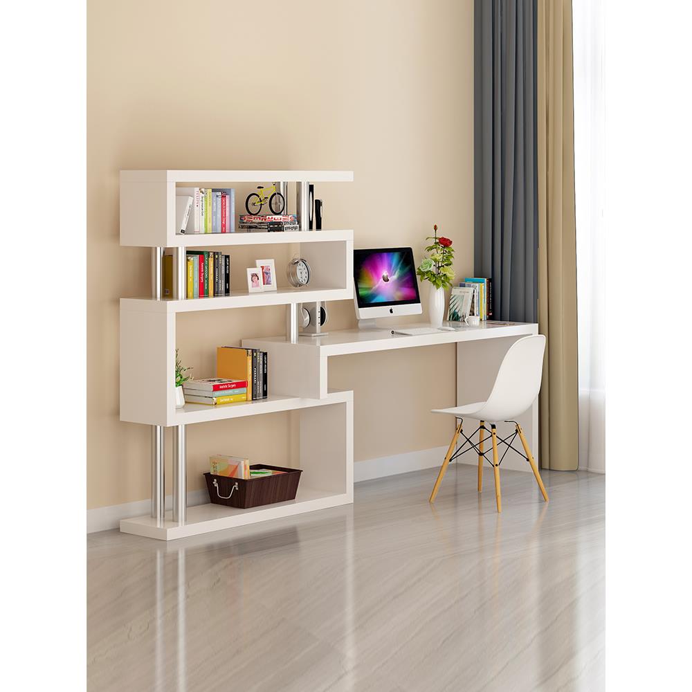 拐角书架和书柜台式电脑桌带办公桌学生写字一体转角书桌简约家用