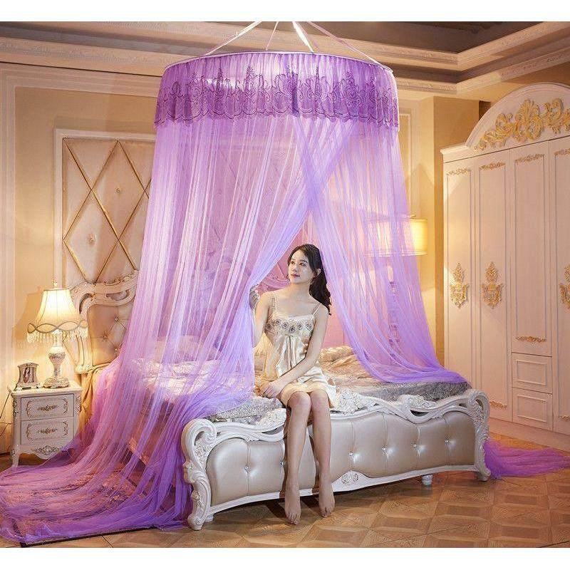 圆顶吊顶蚊帐吊挂式落地公主风圆形吸顶吊帐全包围家用帐子免安装