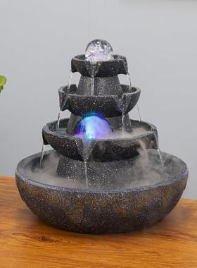 风水球流水生财摆件循环水景简约现代办公室前台茶室桌面小风水轮