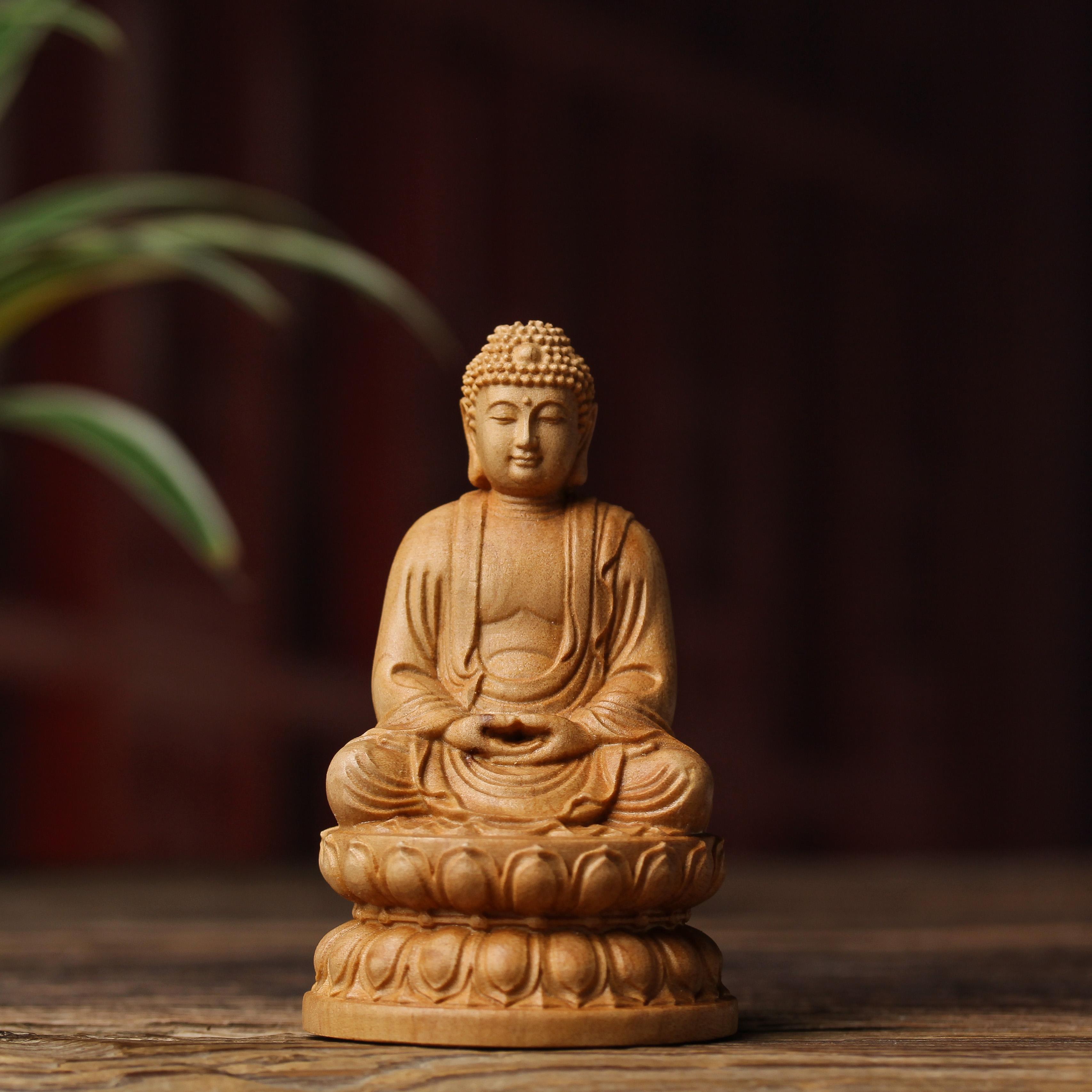 崖柏木雕莲花坐像大日如来佛祖摆件释迦摩尼佛像居家供奉工艺礼品