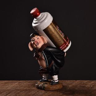 包邮 创意二师兄中式 红酒架简约猪八戒公仔西游记人物家居酒柜摆件